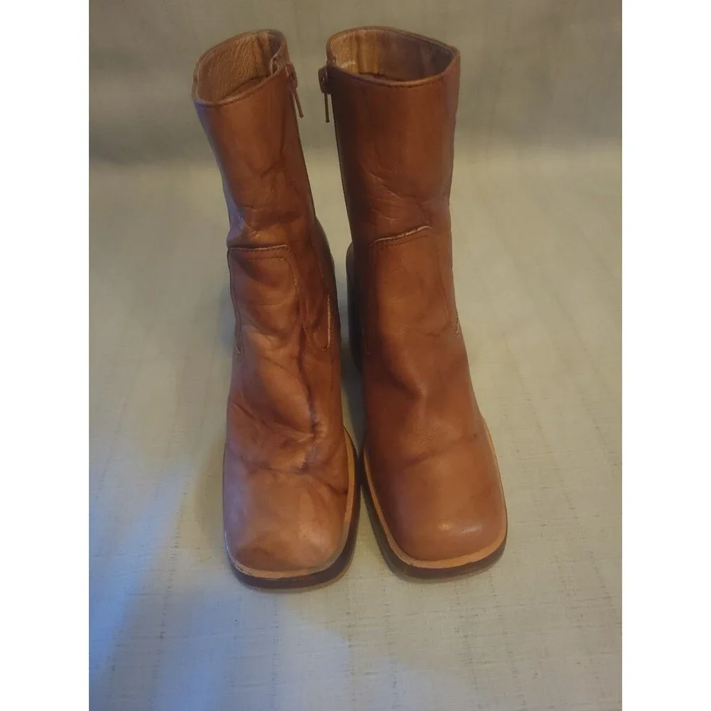 Vintage Rare Y2K Frye Karma Zip Brown Size 8 Patina Leather - Picture 5 of 11